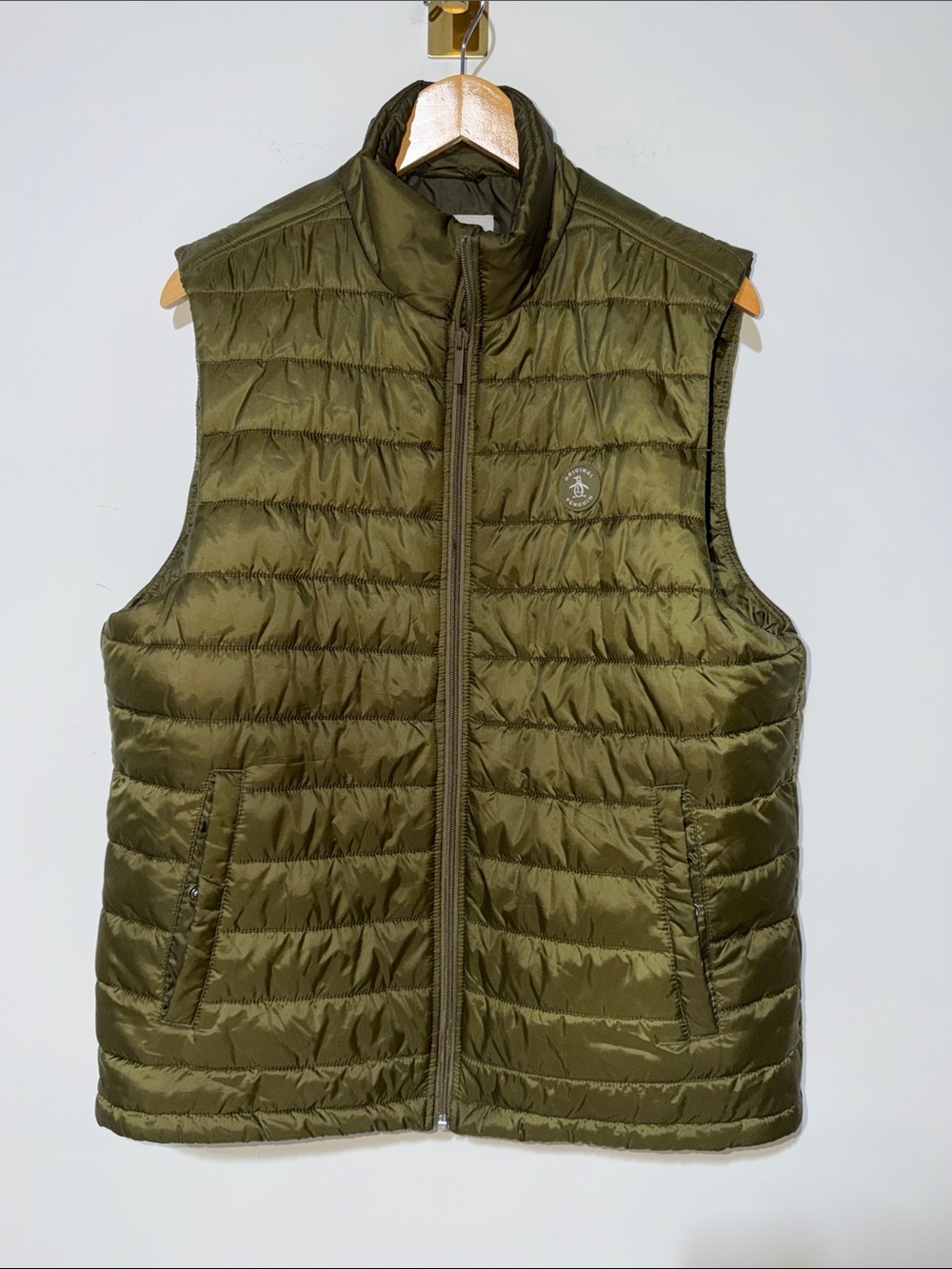 Original Penguin Men's Olive Quilted Lightweight Puffer Vest size large NWOT